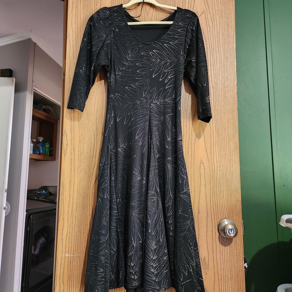 Chic Black Dress with Silver Detailing